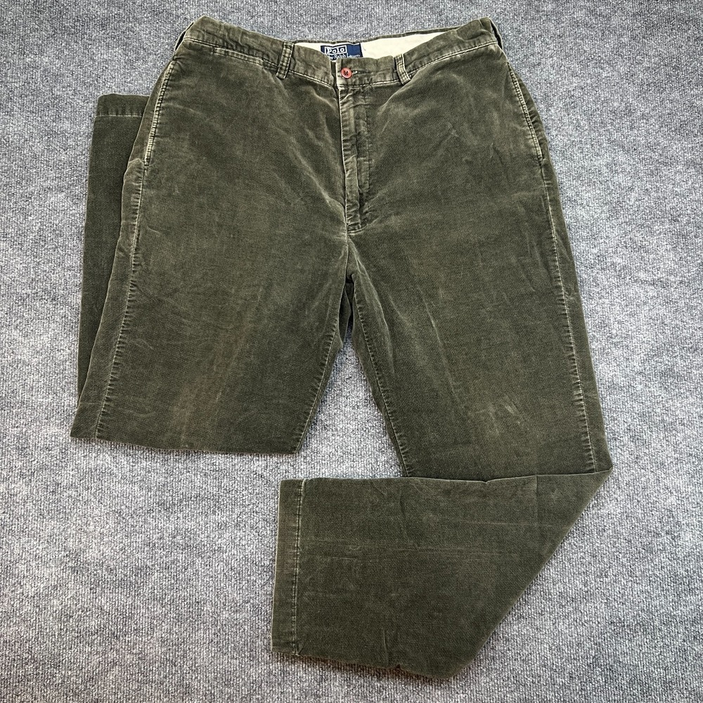 Polo Ralph Lauren Pants Men's 38x32 (Actual 36x32) Green Velvet Velour Vintage
